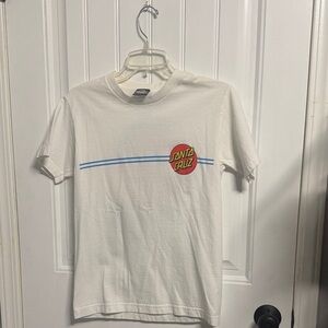 Santa Cruz Skateboards White Tee with Red and Blue Logo